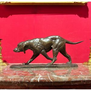 Patinated Bronze Hunting Dog, Late 19th Century