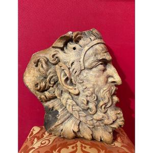 Faun's Head In Plaster (?) With Patina In The Spirit Of Eugène Legrain