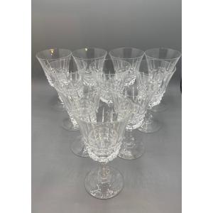 20 Crystal Glasses With Diamond-cut Decoration