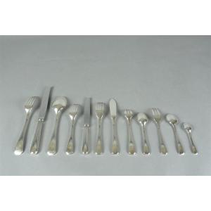 Cutlery Set In Christofle Silver Metal - America Model.
