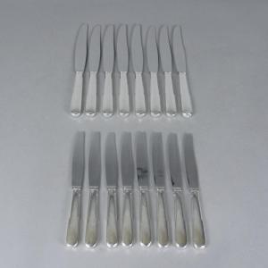 16 Large And Small Knives In Sterling Silver Old Paris