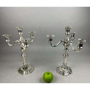 Pair Of Silver Candlesticks By Tétard In Paris.