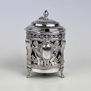 Solid Silver Mustard Pot, Louis XVI Period, Made In Paris By Grimpelle.