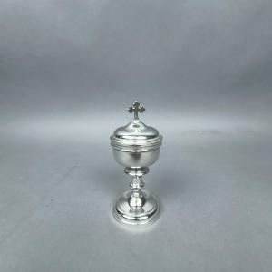 Silver Traveling Ciborium By Poussielgue In Paris 19th Century.