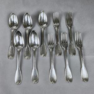 Suite Of 5 Silver Flatware, Bordeaux 1785 By Georgeon.