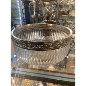 Crystal Salad Bowl With Sterling Silver Rim Minerva