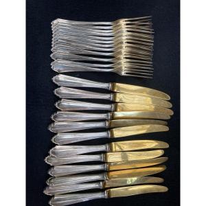 Silver And Vermeil Dessert Cutlery 