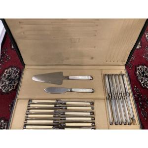 Set Of Knives Signed Lapar With Silver Ferrules In Original Box