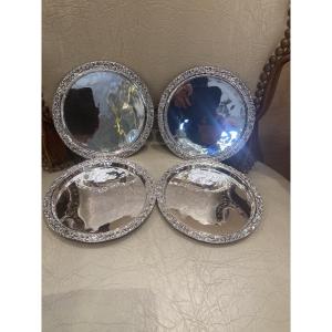 Set Of 4 Solid Silver Bottle Coasters