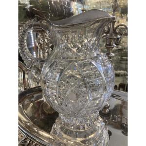Spanish Crystal And Sterling Silver Decanter 