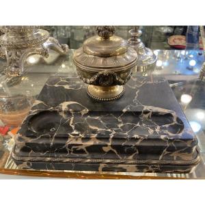 Vermeil Inkwell With Marble Base, Boin Taburet