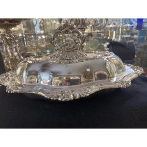 Silver-plated Metal Vegetable Dish With Removable Handle 