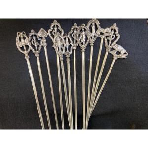 Set Of Antique Silver-plated Metal Hasps 