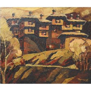 Peter Nikolov (1928-1920) Bulgarian Painter 100x120 Cm Oil On Canvas Landscape петър николов