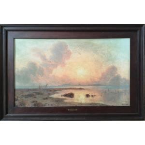 Besine Henri (1889-1976)'' Maguelone '' Oil On Cardboard