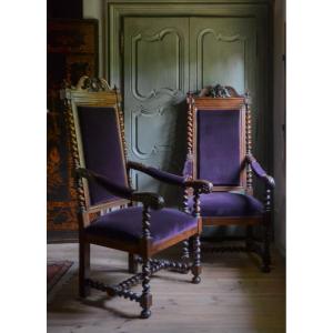 Pair Of Large Louis XIII Armchairs