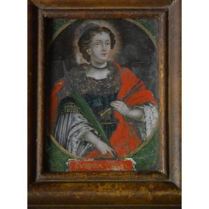 Saint Ursula, Painting On Glass 