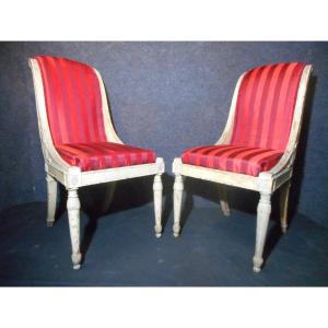 Pair Of Lacquered Wood Chairs Directoire Period