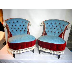 Pair Of Padded Armchairs Napoleon III Period