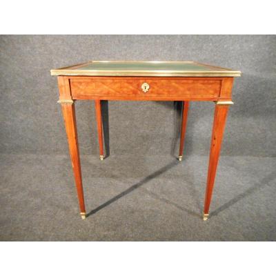 Small Office Woman XIXth Stamped Millet In Paris Marquetry Wood Rose And Br