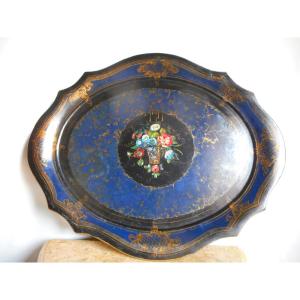 Tray In Lacquered And Gilded Wood Napoleon III Period