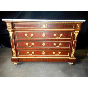 Chest Of Drawers Stamped Wassmus In Marquetry And Gilt Bronze