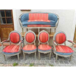 Louis XVI Living Room Set In Lacquered Wood
