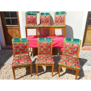 Series Of 12 Chairs Stamped Rosello Period Early 20th Century