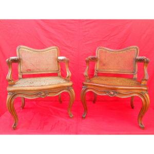 Pair Of 18th Century Armchairs Stamped Père Gourdin