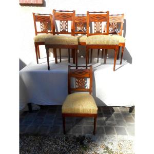 Set Of 6 Mahogany Chairs From The Directoire Period