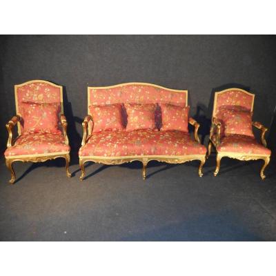 Together Salon In Golden Wood XIX Era Regency Style