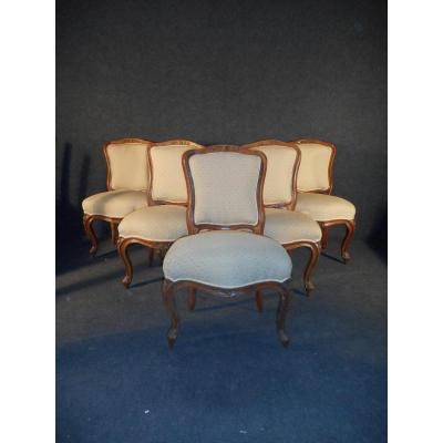 Serie De 5 Chaises Mouvementé En Hetre époque XVIIIe