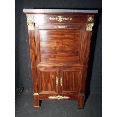 Secretary Mahogany From Cuba And Gilt Bronze Era Nineteenth