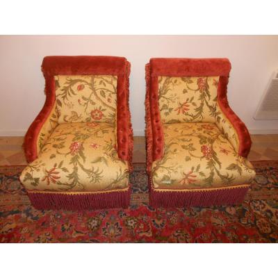 Pair Of Armchairs Buttoned Napoleon III