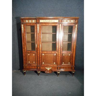 Library Napoleon III Mahogany Marquetry And Rosewood