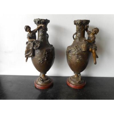 Pair Of Cassolettes Characters Nineteenth Time Sign Moreau