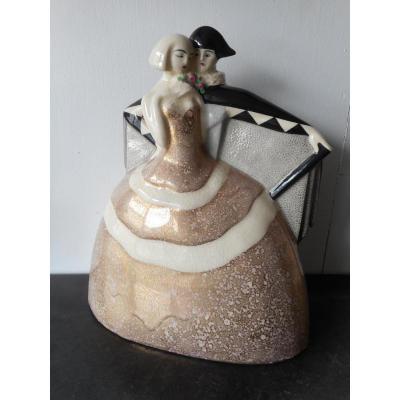 Great Ceramic Art Deco Period Signed Gaston Deblaize 1895-1935