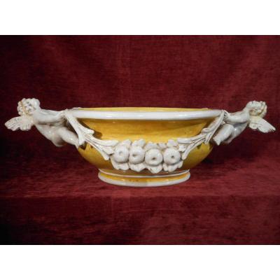 Ezio Ceccarelli 1865-1927 Large Planter With Enamel Terracotta Angels