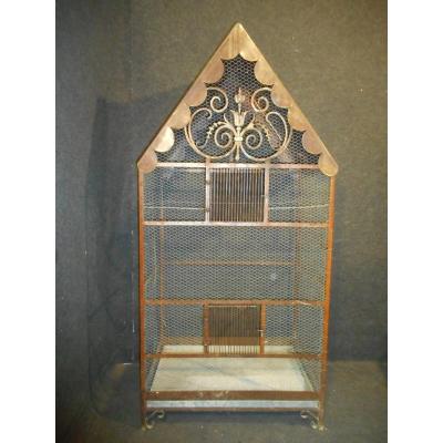Large Bird Cage Napoleon III Wrought Iron And Copper