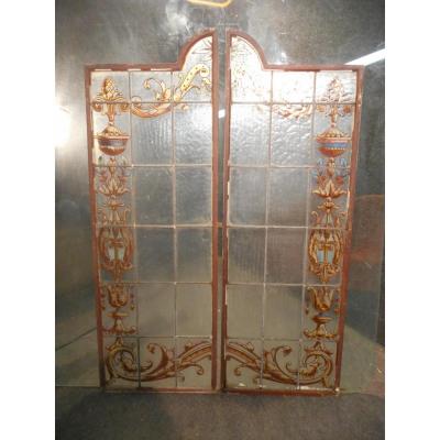 Pair Of Stained Glass Doors Art Nouveau