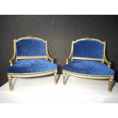Pair Of Lacquered Armchairs Napoleon III