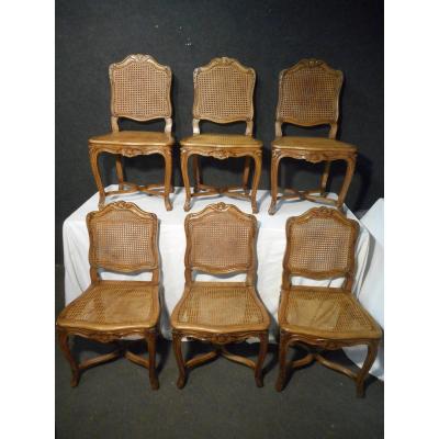 Series Of 6 Cane Chairs In Beech Eighteenth Time