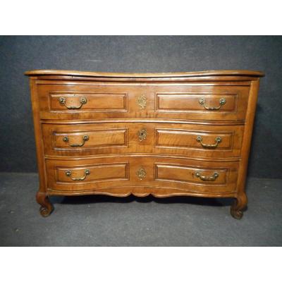 Curved Commode With Walnut System Eighteenth Stamped
