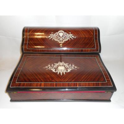 Napoleon III Period Marquetry Writing Case Signed Paul Sormani