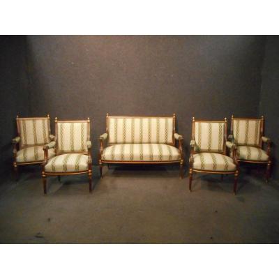 Living Room Set In Solid Mahogany And Gilt Bronze Napoleon III