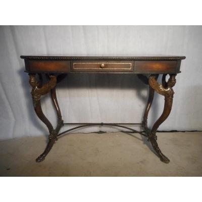 Winged Woman Desk In Cast Iron And Leather Late Nineteenth Time