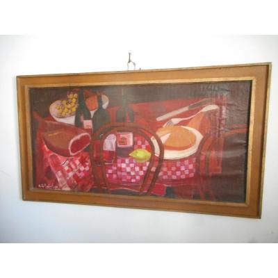 Grand Peinture Signé Emile Raimbault Intitulé 