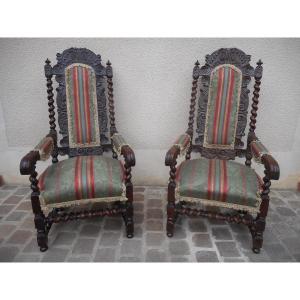 Pair Of Large 18th Century Armchair Provenance Château