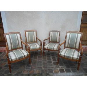 Series Of Restoration Period Armchairs In Walnut
