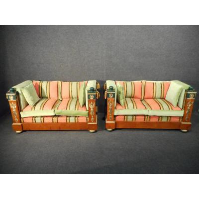 Paire De Canapé Style Empire Epoque Fin XIXème Grande Qualité